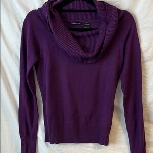 Moda International Purple Silk Cashmere Cowl Neck Sweater Size Small